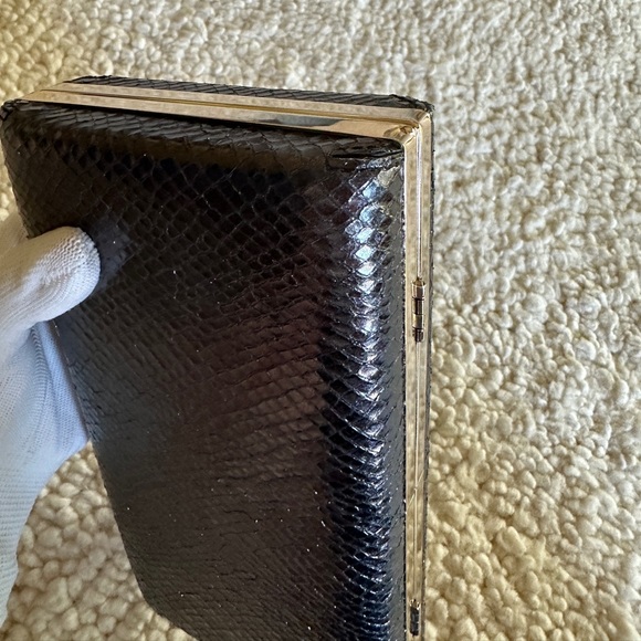 100% auth VIVIENNE WESTWOOD Verona Black Reptile Leather Box Clutch Bag - Picture 12 of 14
